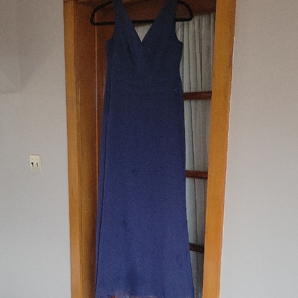 Women's Navy V-Neck Evening Dress